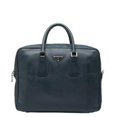 プラダ 三角ロゴプレート ハンドバッグ ネイビー サフィアーノレザー レディース PRADA 【中古】